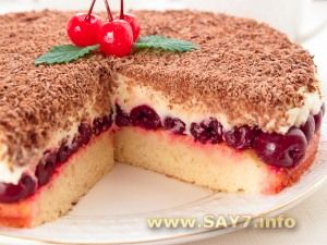 Вишневый торт «Наслаждение». Вкуснейший пирог! Удачное сочетание нежного-нежного крема, кисленькой вишни и пышного бисквита